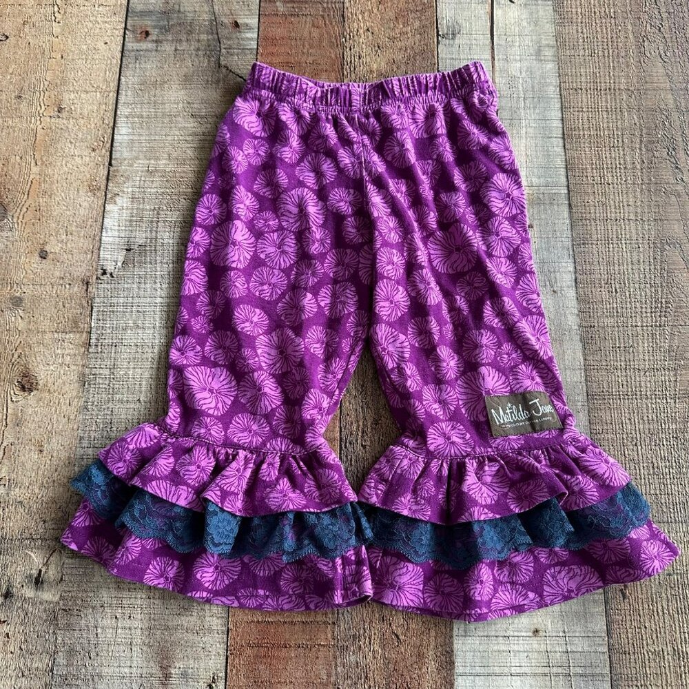 Matilda Jane It's a Wonderful Parade Masquerade Purple Navy Lace Ruffle Pants 2